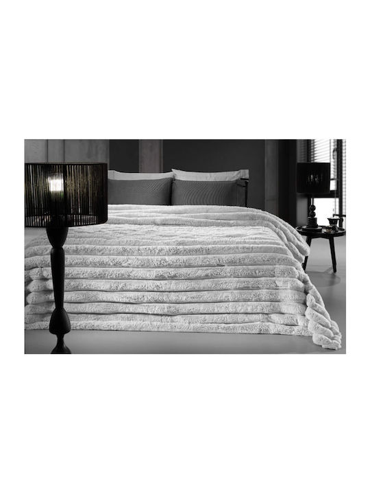 Guy Laroche St.moritz Furry Blanket King Size 260x240cm Silver