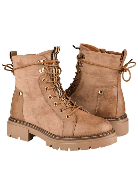 Yfantidis Women's Combat Boots Tabac Brown