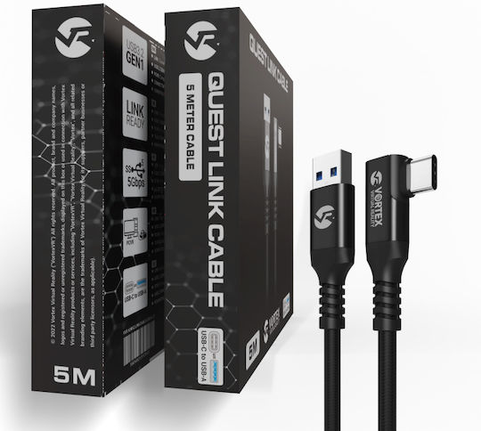 Meta Quest USB 3.2 Кабел USB-C мъжки - USB-A Черен 5m VVR.K5M2.OCULUSLINK.CABLE.USB.A.3.2