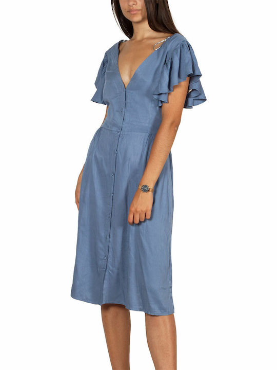 Artlove Mini Shirt Dress Dress with Ruffle Blue