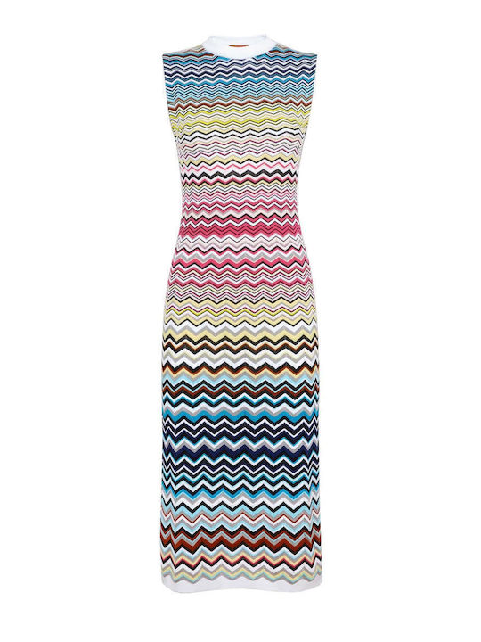 Sommer Midi Damenkleid Gestrickt Gestreift