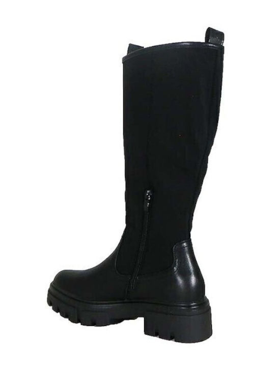 Synthetic Leather Medium Heel Women's Boots Black