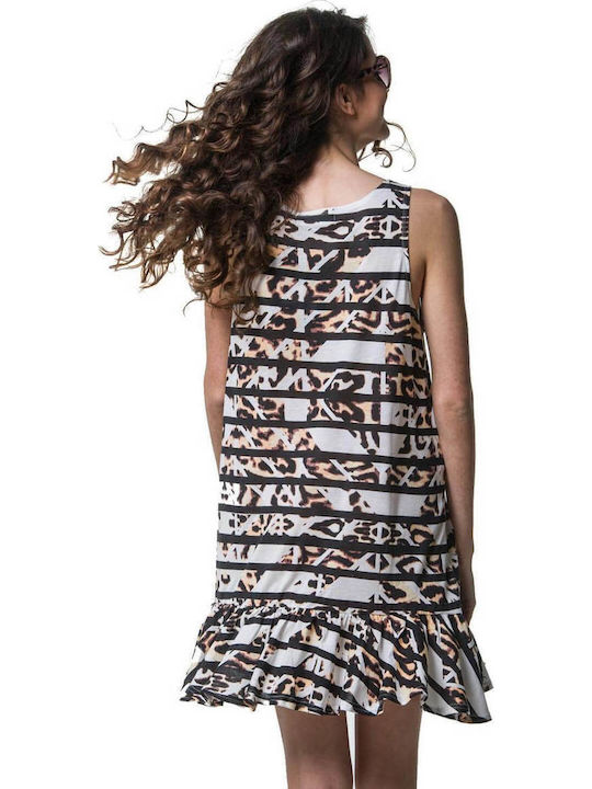 Καλοκαιρινό Mini Φόρεμα με Βολάν Animal Print