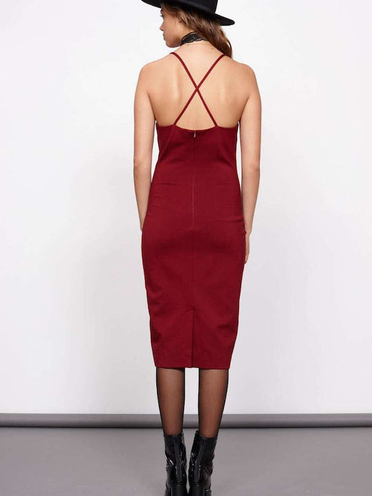 Sommer Midi Wickel Damenkleid Rot