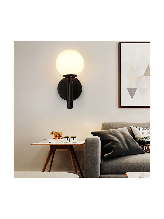 Globobox Lamp Wall with Socket E27 Black 14x20x36cm