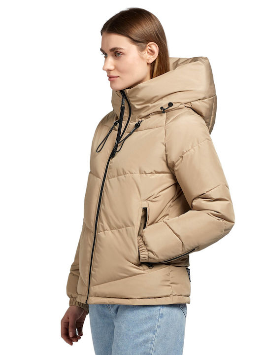 Khujo Women's Short Puffer Jacket for Winter Beige