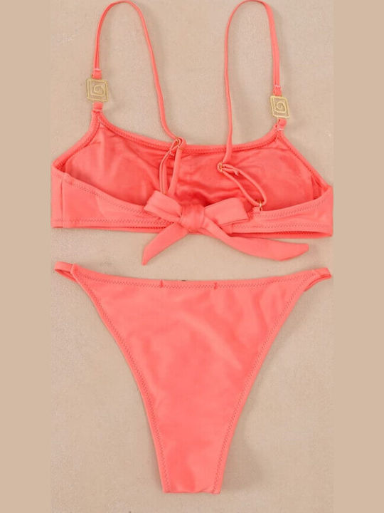 Bikini Set Triangle Top & Slip Bottom Gigi with Adjustable Straps Coral