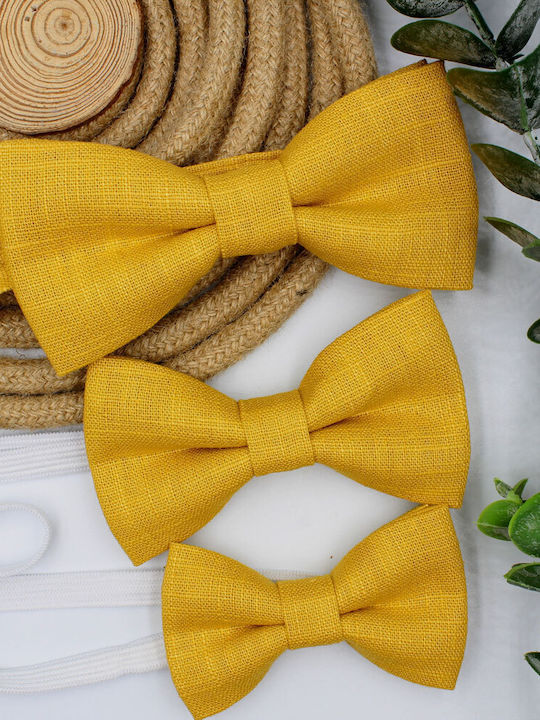 JFashion Linen Handmade Bow Tie Yellow