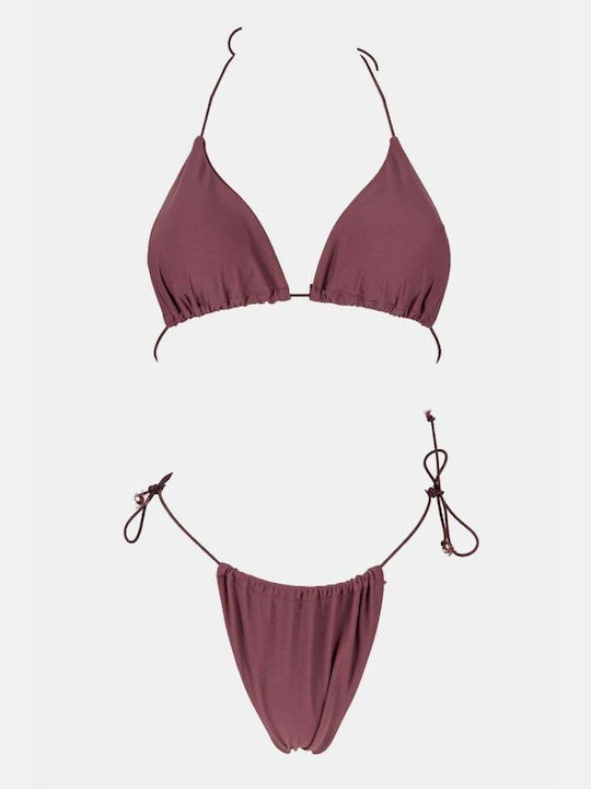 Bikini-Set Dreieck mit Abnehmbarer Verstärkung Braun