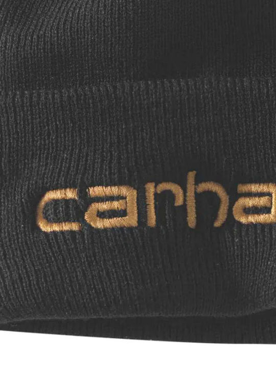 Carhartt Hat Beanie Unisex Σκούφος Πλεκτός σε Μαύρο χρώμα
