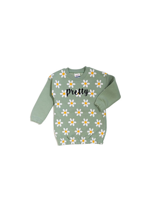 Spark Kids Dress Floral Long Sleeve Green