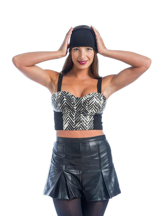 Minkpink Women's Crop Top Sleeveless with Zipper Black