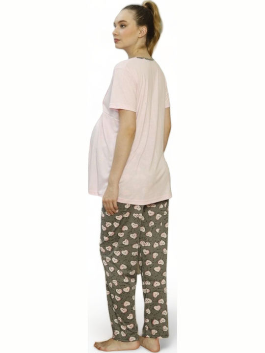 PijaMood Robe de maternitate și alăptare în culoarea Roz