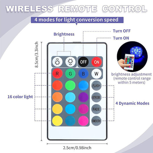 Rixme Submersible Pool Spotlight with Remote Control and Multicolour (RGB) Light 100316