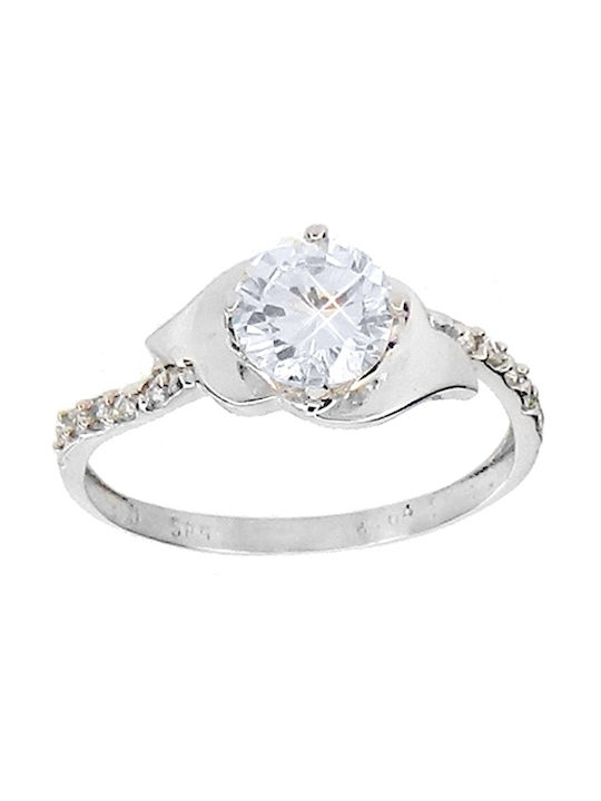 Xrisokosmima Single Stone from White Gold 14K