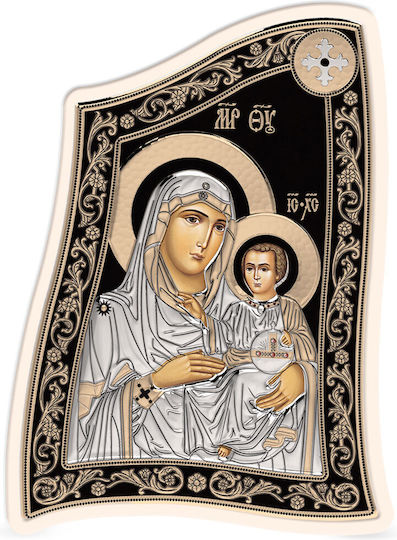 Slevori Heiligenikone Gottesmutter mit Kind Silber 15x21cm