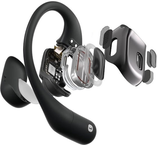 Aftershokz Openfit Open Ear Bluetooth Handsfree Căști cu Rezistență la Transpirație și Carcasă de Încărcare Negru