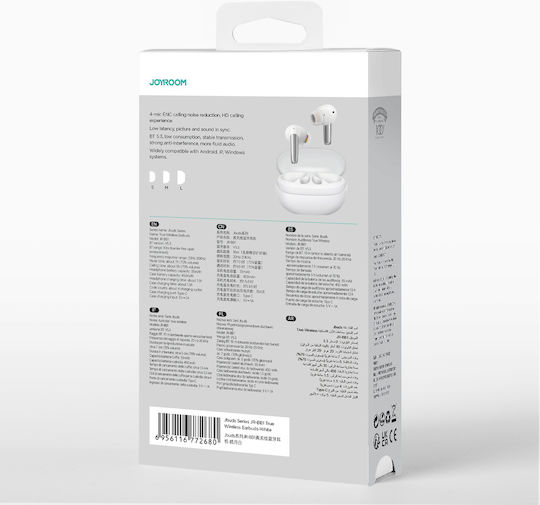 Joyroom JR-BB1 In-ear Bluetooth Handsfree Ακουστικά με Θήκη Φόρτισης Λευκά