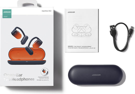 Joyroom Openfree JR-OE2 Open Ear Bluetooth Handsfree Ακουστικά με Θήκη Φόρτισης Πορτοκαλί