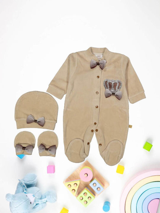 Annora Baby Set Baby Strampler Samt Beige