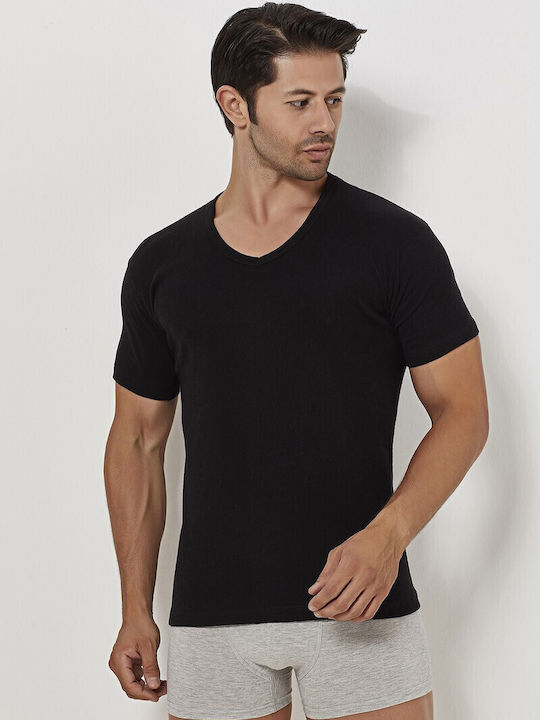 Tricou de corp pentru bărbați Mâneca scurtă Negru