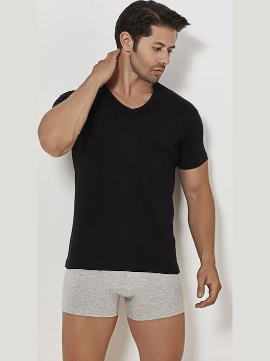 Tricou de corp pentru bărbați Mâneca scurtă Negru