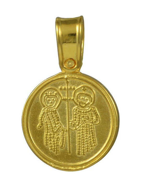 Pendant Kids Talisman Double Sided Constantine from Gold 9K 664Κ