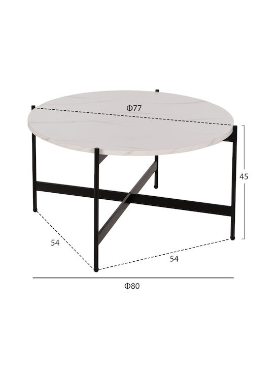 Round Coffee Table Wooden White L80xW80xH45cm.