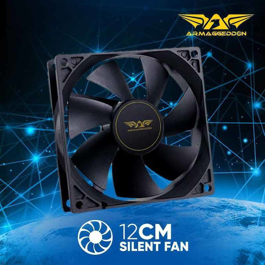 Armaggeddon Silent 12 Case Fan 120mm (1100rpm / 30.5cfm) Without LED Lighting And 4-Pin Molex Connection