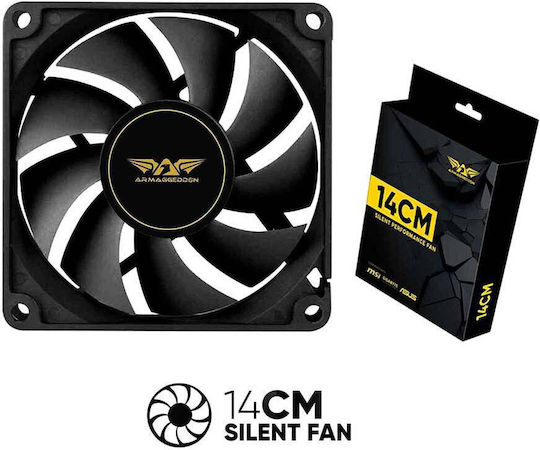 Armaggeddon Silent 14 Case Fan 140mm 900rpm 45.5cfm Without LED Lighting And 4-Pin Molex Connection