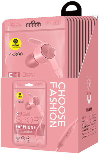 Yookie YK800 In-ear Handsfree με Βύσμα 3.5mm Λευκό / Πορτοκαλί