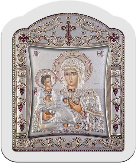 Slevori Heiligenikone Maria Tricherousa Metall 14,3x18,2cm