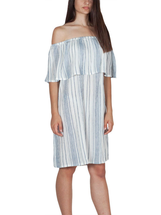 Rut & Circle Mini Dress with Ruffle White-Blue