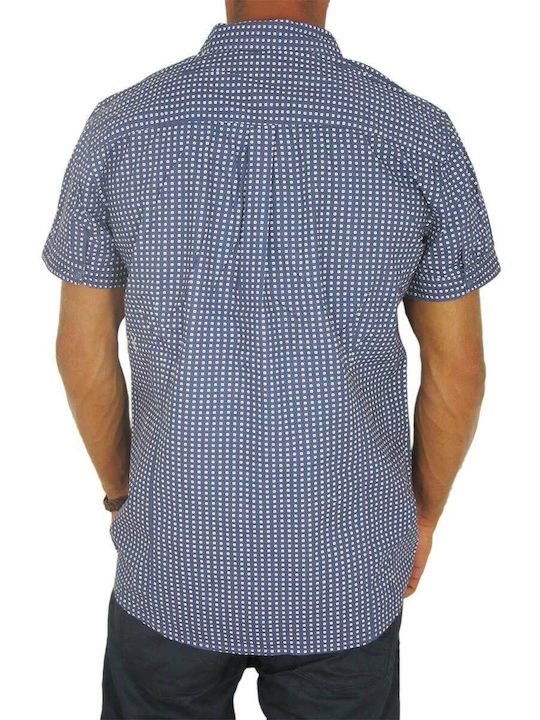 Paperinos Men's Shirt Short Sleeve Cotton Polka Dot Blue