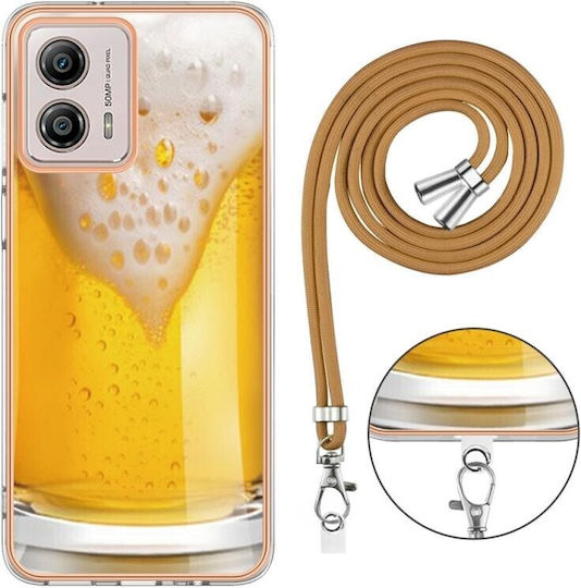 Electroplating Umschlag Rückseite Silikon mit Band (Moto G53)