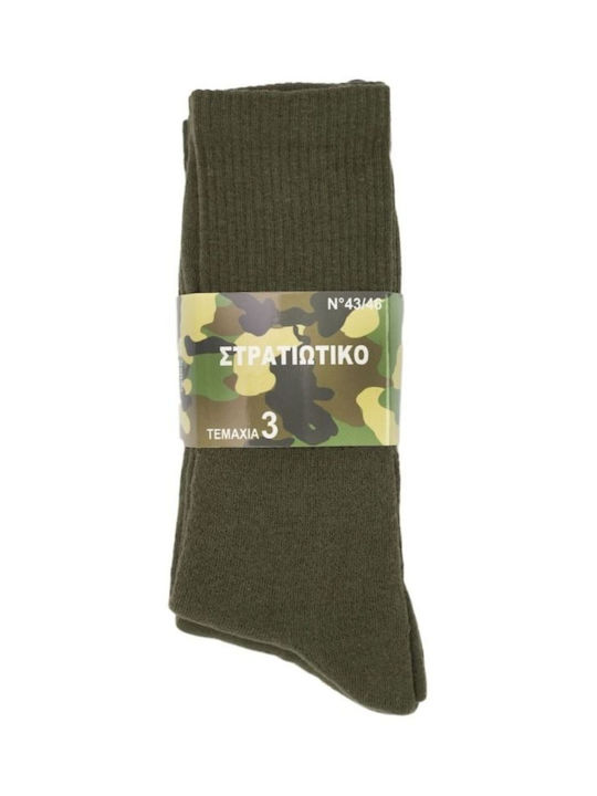 Trendy Ανδρικές Μονόχρωμες Κάλτσες Χακι 3Pack