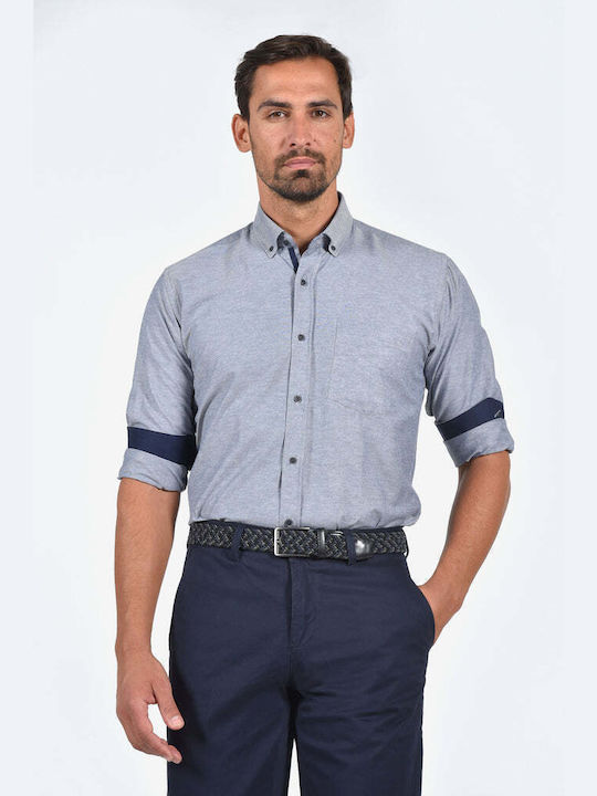 Long-sleeved Cotton Shirt Gray