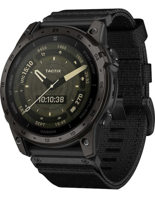 Garmin Tactix 7 AMOLED Edition Titanium Αδιάβροχο Smartwatch με Παλμογράφο (Nylon and Silicone Black)