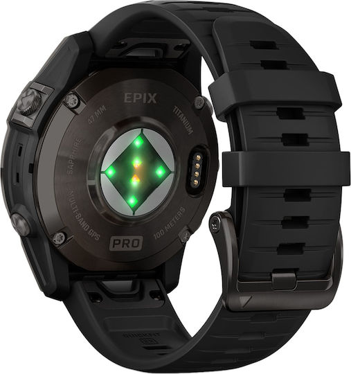 Garmin Epix Pro (Gen 2) Sapphire Edition Titanium 47mm Waterproof Smartwatch with Heart Rate Monitor (Carbon Grey DLC Titanium with Black Band)