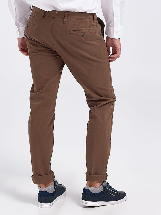 Men's Chinos Elastic Slim Fit Brown