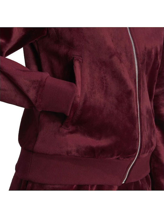Short Women's Cardigan with Zipper Burgundy