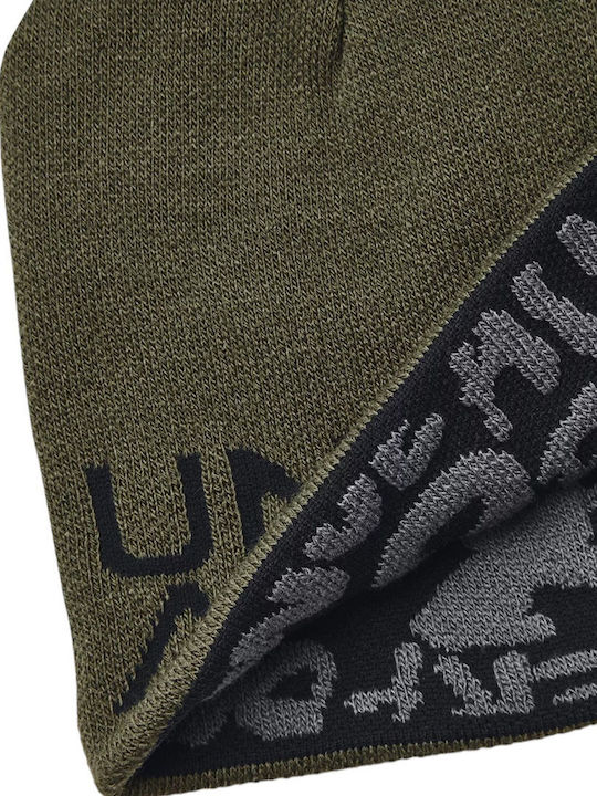Halftime Beanie Unisex Wendbar Beanie Gestrickt in Khaki Farbe