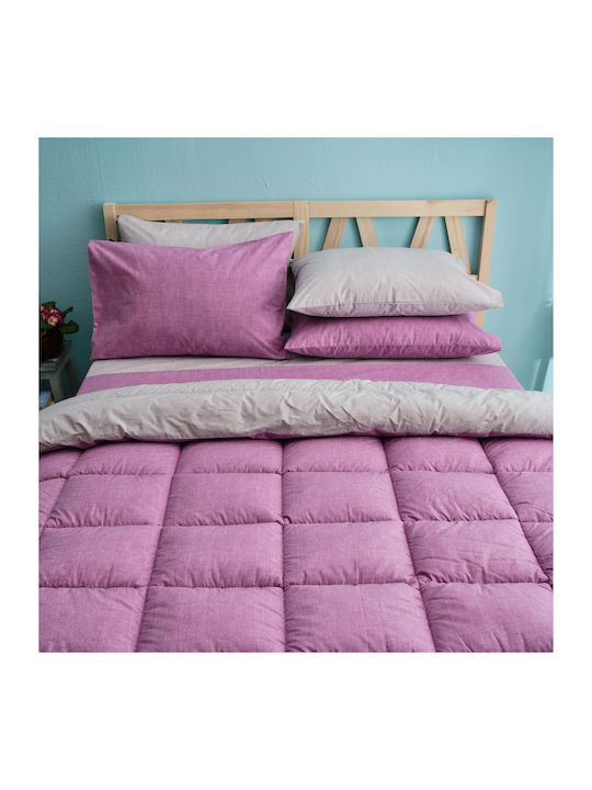 Charalambidis Textiles Bettdecke Einzelbett 160x240cm Solid Fuchsia/beige 350 GSMGsm