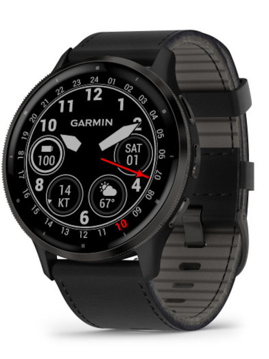 Garmin Venu 3 Stainless Steel 45mm Αδιάβροχο Smartwatch με Παλμογράφο (Slate with Black Leather)