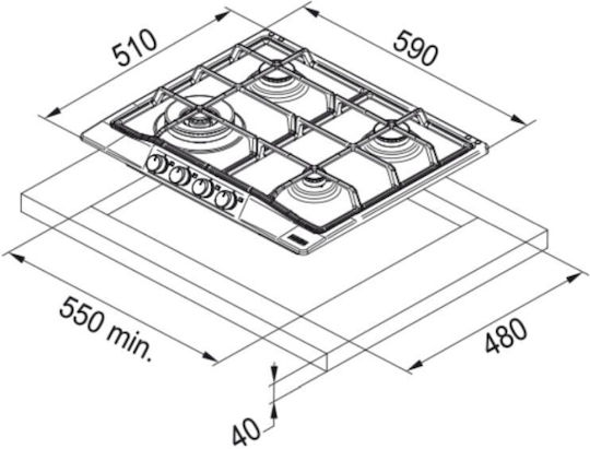 Franke Country FCH 755 Εστία Υγραερίου Αυτόνομη 59x51εκ.