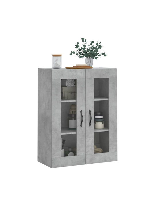Wand Wohnzimmer Vitrine aus Spanplatte mit Glas Grey 69.5x34x90cm