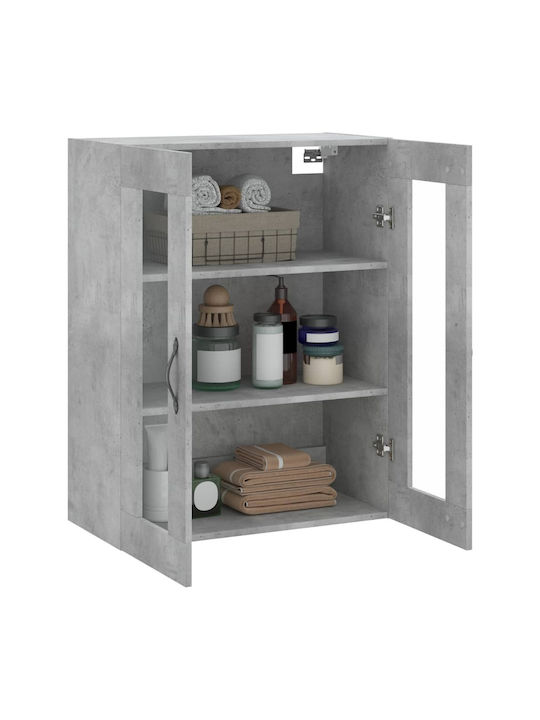 Wand Wohnzimmer Vitrine aus Spanplatte mit Glas Grey 69.5x34x90cm