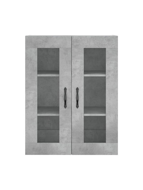 Wand Wohnzimmer Vitrine aus Spanplatte mit Glas Grey 69.5x34x90cm