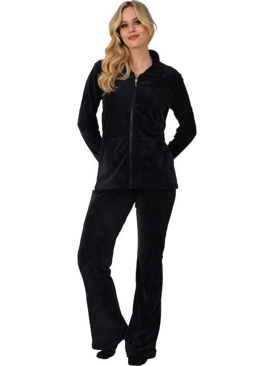 Lydia Creations Winter Women's Pyjama Set Velvet Black