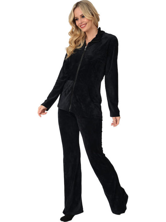 Lydia Creations Winter Women's Pyjama Set Velvet Black